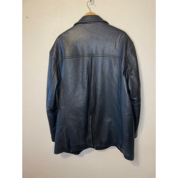 Brandini Le Collezioni Mens Black Buttery Soft Button Up Y2K Leather Jacket XL - Picture 4 of 13